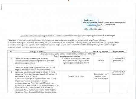 Сыбайлас жемқорлыққа қарсы іс-қимыл саласындағы қатынастарды реттеуге арналған жұмыс жоспары
